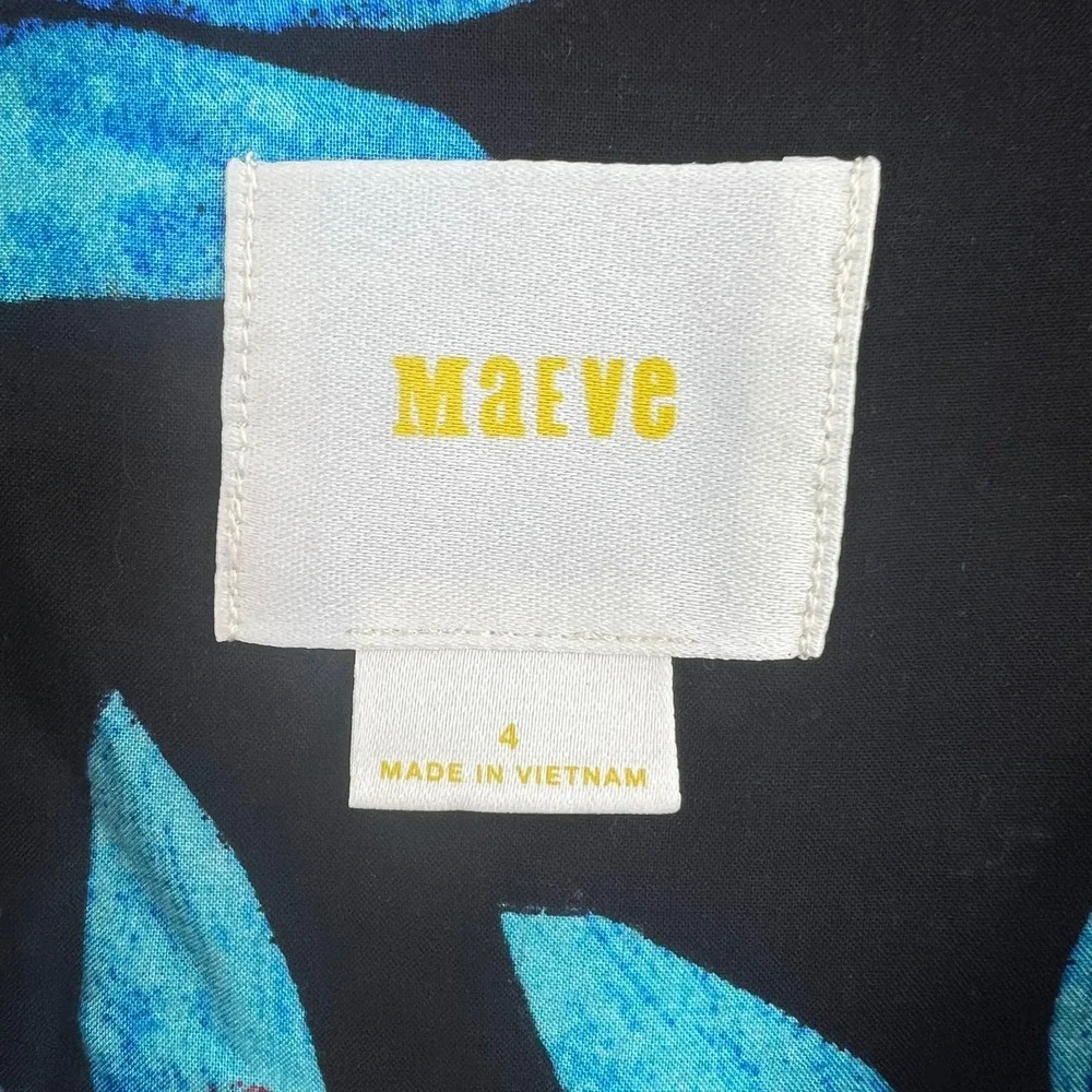 Anthropologie Maeve Woodland‎ Walk Black Floral Blouse Size 4
